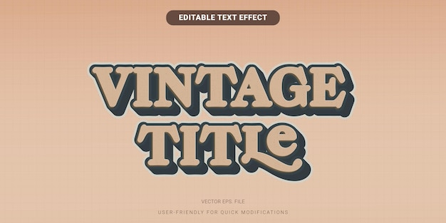 Efecto de texto de edición premium título de estilo vintage colorido vectorial