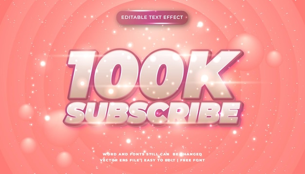 efecto de texto editable de 100 suscriptores