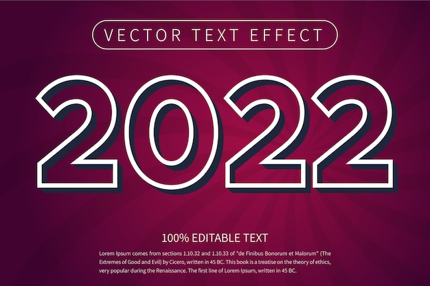 Efecto de texto editable 2022 vector de estilo de texto