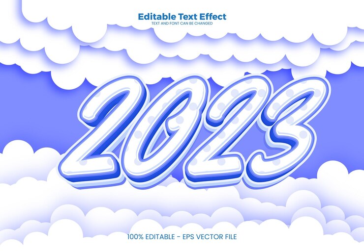 Vector efecto de texto editable 2023 en estilo de tendencia moderna