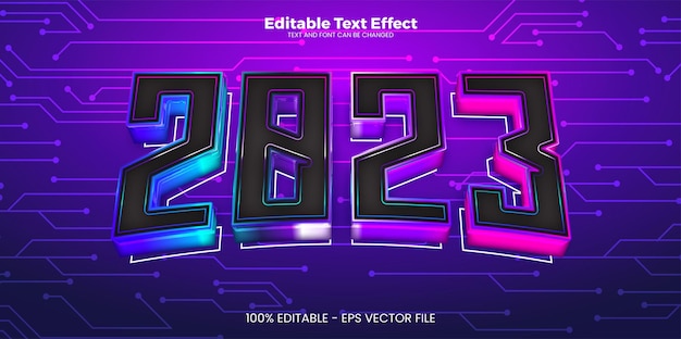 Efecto de texto editable 2023 en estilo de tendencia moderna