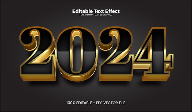 Efecto de texto editable 2024 en estilo de tendencia moderna.
