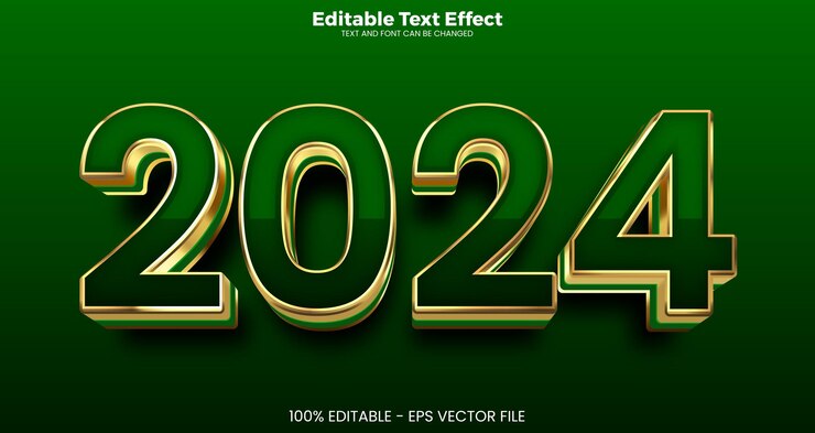 Vector efecto de texto editable 2024 en estilo de tendencia moderna
