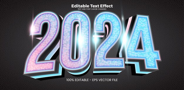 Efecto de texto editable 2024 en estilo de tendencia moderna.