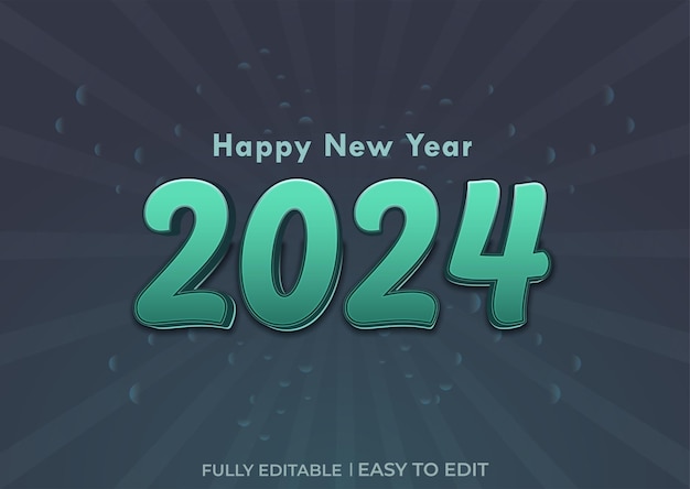 Efecto de texto editable 2024 con vector de diseño de fondo de año nuevo moderno