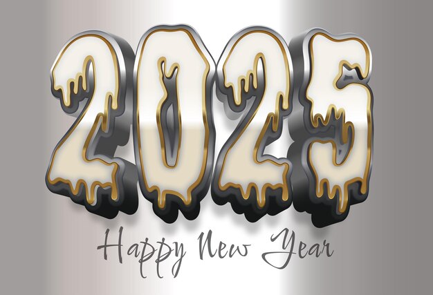 Efecto de texto editable 2025 feliz año nuevo con estilo 3D