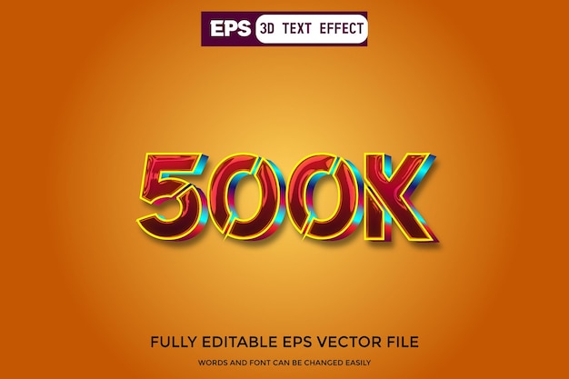 Efecto de texto editable 3d de 500k