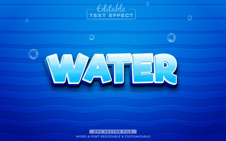 Vector efecto de texto editable 3d de agua