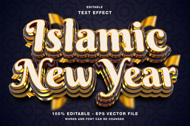 Efecto de texto editable 3D de año nuevo islámico
