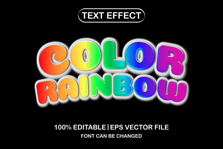 Vector efecto de texto editable 3d de arco iris de color