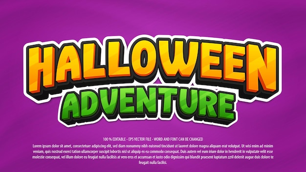 Efecto de texto editable 3d de aventura de halloween