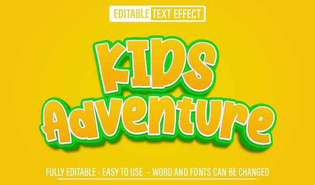 Efecto de texto editable 3d de aventura para niños