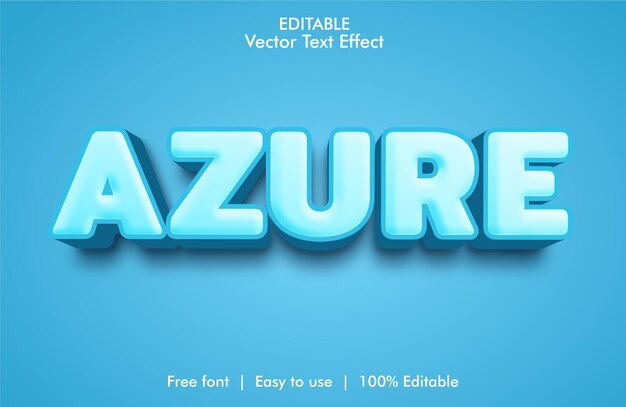 Efecto de texto editable 3d de azure premium vector con fondo