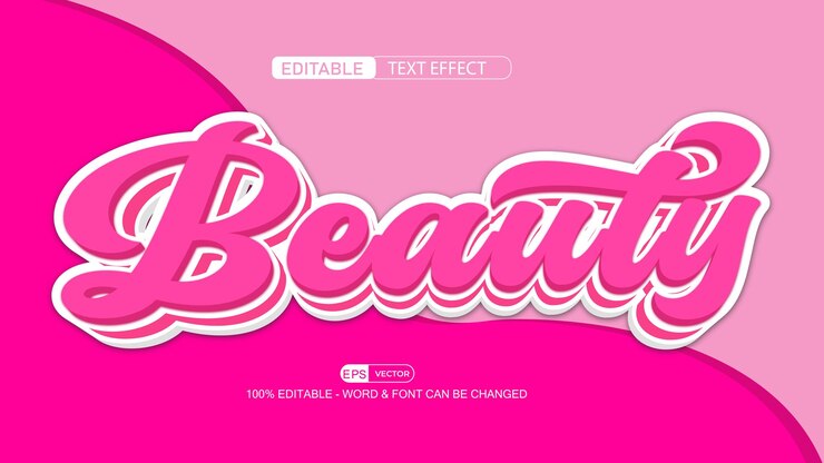 Vector efecto de texto editable 3d de belleza estilo vectorial eps