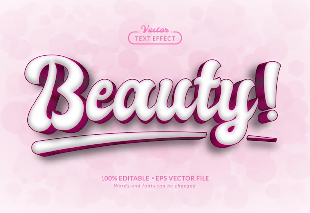 Vector efecto de texto editable 3d de belleza rosa