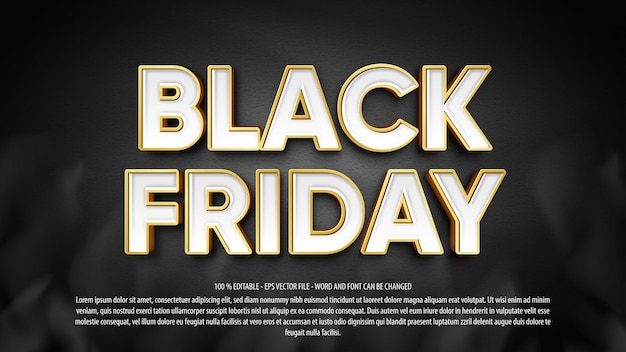 Efecto de texto editable 3d de black friday