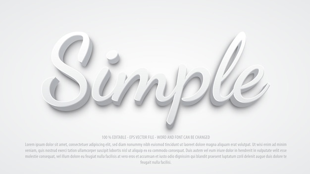 Vector efecto de texto editable 3d blanco simple