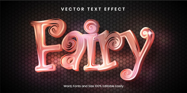 Vector efecto de texto editable 3d brillante de hadas