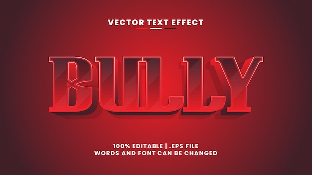 Efecto de texto editable 3d bully en estilo de texto simple y moderno