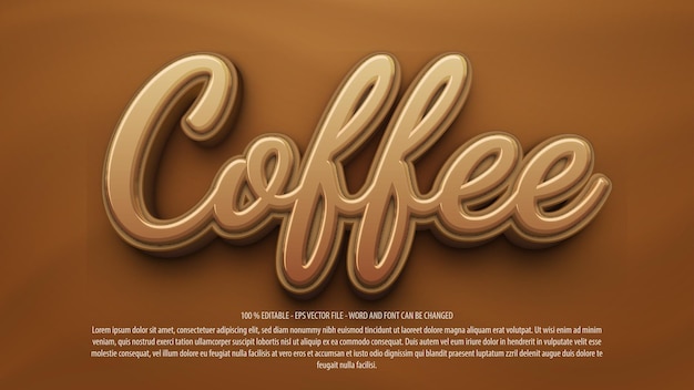 Vector efecto de texto editable 3d de café