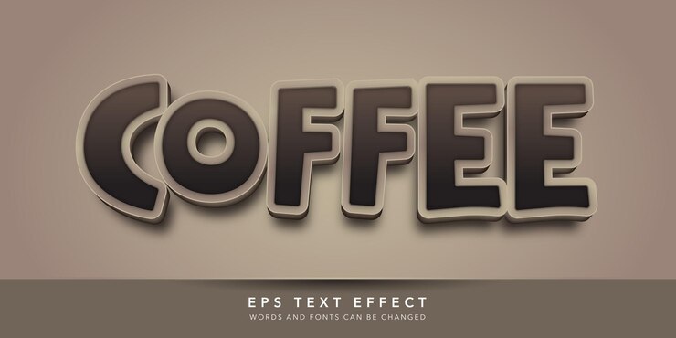 Vector efecto de texto editable 3d de café