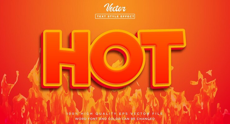 Vector efecto de texto editable 3d caliente vectorial