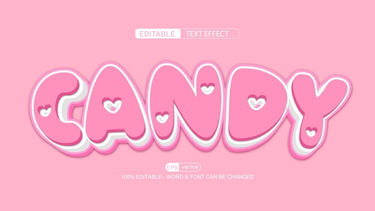 Vector efecto de texto editable 3d candy estilo vectorial eps
