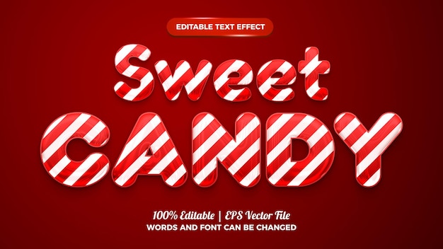 Efecto de texto editable 3d de caramelo dulce líquido sobre fondo rojo