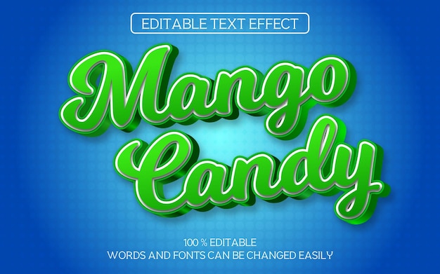 Vector efecto de texto editable 3d de caramelo de mango de color verde