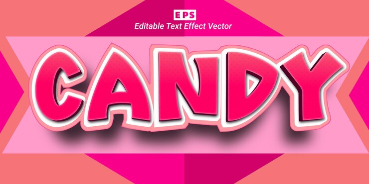 Vector efecto de texto editable 3d de caramelo con vector de fondo