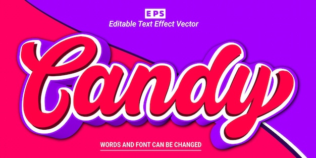 Efecto de texto editable 3d de caramelo con vector de fondo