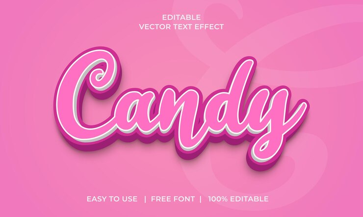 Vector efecto de texto editable 3d de caramelo vector premium
