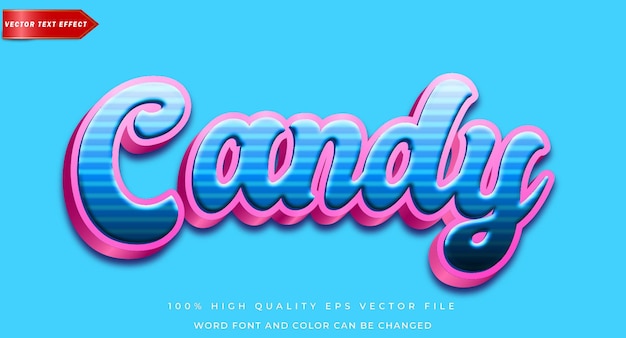 Vector efecto de texto editable 3d de caramelo vectorial