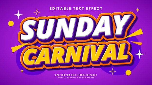 Efecto de texto editable en 3D para el carnaval del domingo