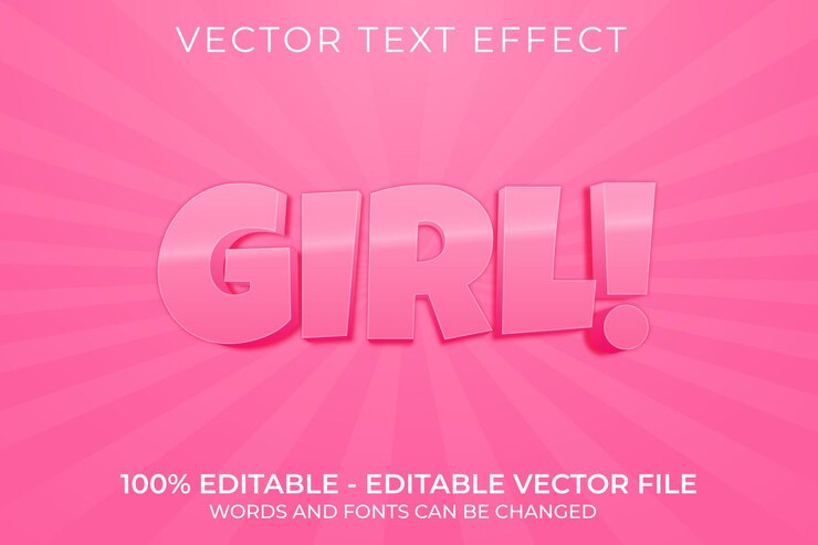 Vector efecto de texto editable 3d chica
