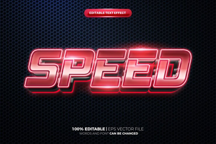 Vector efecto de texto editable 3d cinemático de resplandor azul de esport de luz de velocidad roja