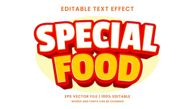 Efecto de texto editable 3d de comida especial