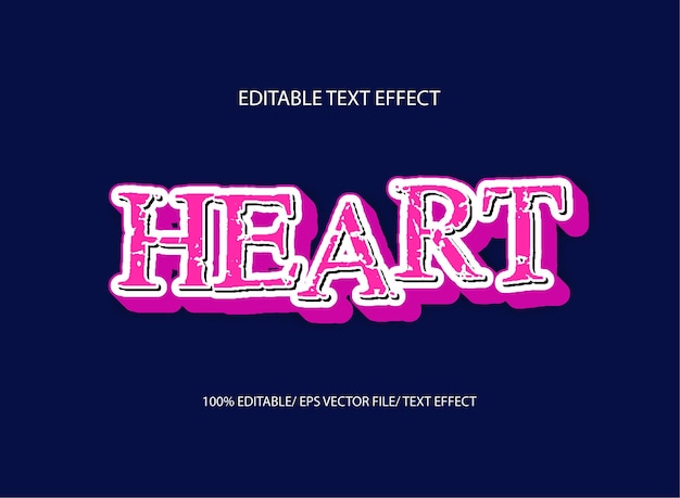 Efecto de texto editable 3d de corazón