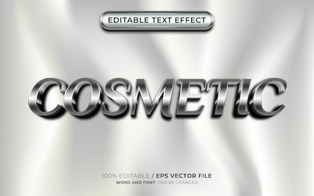 Vector efecto de texto editable 3d cosmético plateado