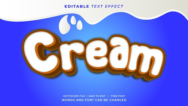 Efecto de texto editable 3d crema