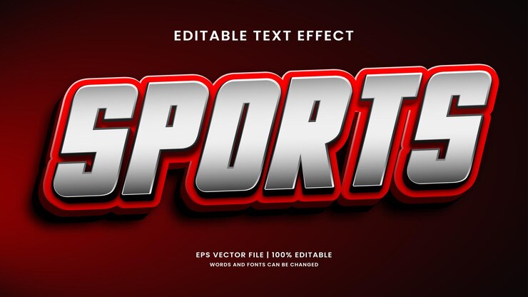 Vector efecto de texto editable en 3d para deportes