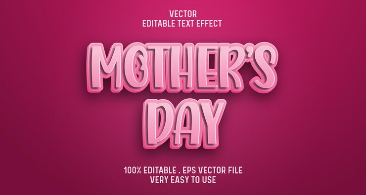 Vector efecto de texto editable 3d del día de la madre para el día de la madre