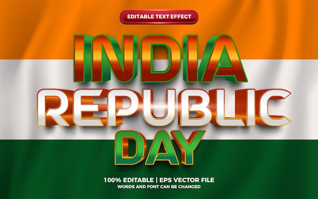 Efecto de texto editable 3d del día de la república de la india