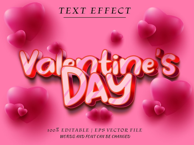 Efecto de texto editable en 3D del día de San Valentín con fondo de amor