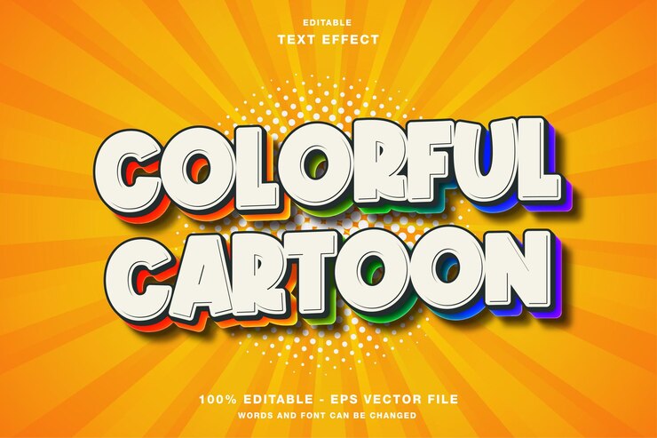Vector efecto de texto editable en 3d de dibujos animados coloridos