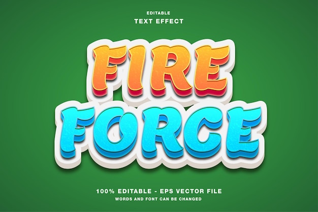 Efecto de texto editable en 3D de dibujos animados de Fire Force