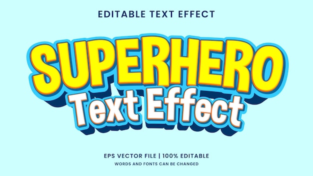 Efecto de texto editable en 3D de dibujos animados de superhéroes