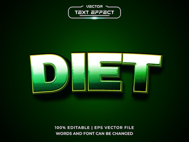 Efecto de texto editable 3D de dieta