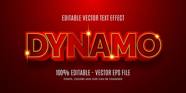 Efecto de texto editable 3d dynamo red gold fácil de cambiar o editar