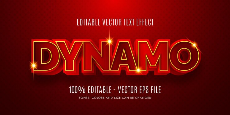 Vector efecto de texto editable 3d dynamo red gold fácil de cambiar o editar